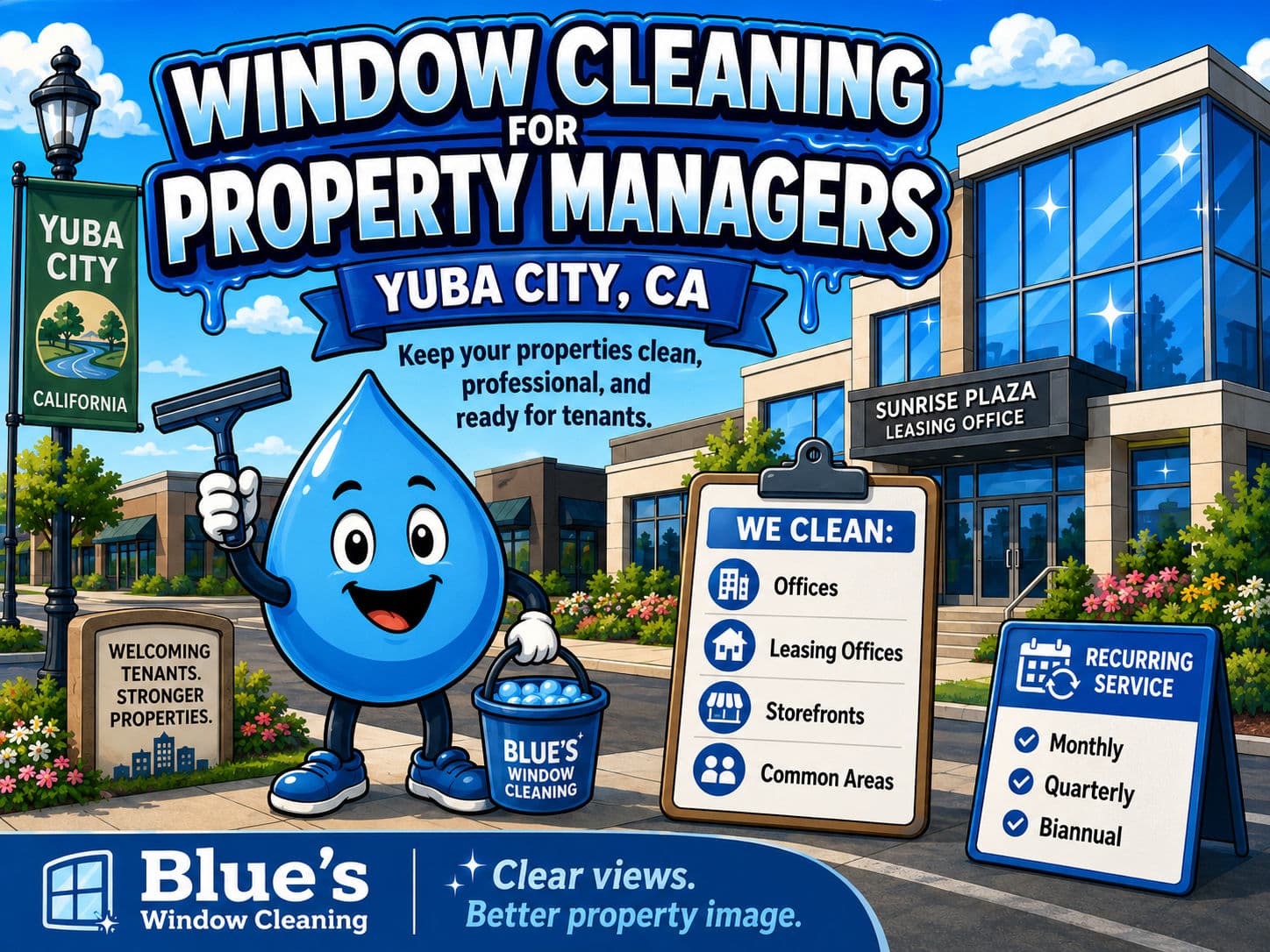 Commercial Window Cleaning for Property Managers in Yuba City, CA image